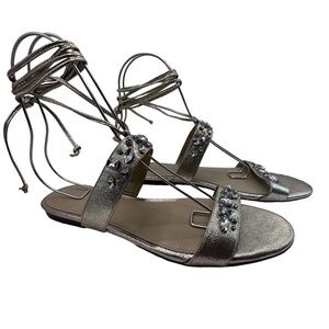 Ann Taylor Women's Jeweled Gold Lace Up Gladiator Sandal Size 10